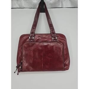 SAMSONITE 17"  Deluxe  Burgundy ￼ Leather Laptop Computer Bag w/ Leather straps